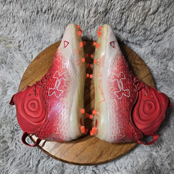 Under Armour Football Cleats Mens 11.5 Spotlight Lux MC 2.0 Red White Lace Ups - Picture 5 of 8